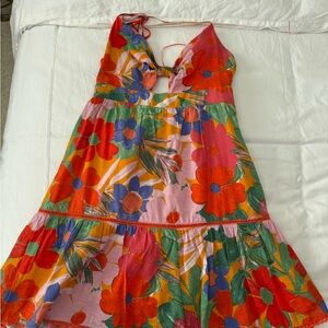 Gianni Bini Red and Orange Tiered Ruffled Sundress